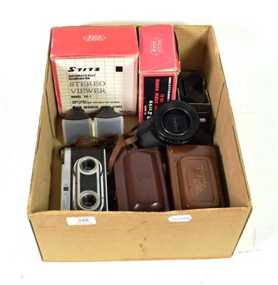 Lot 348 - Three various stereo cameras and attachments