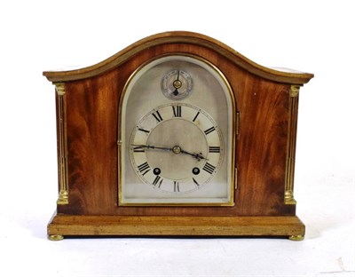 Lot 364 - A mahogany quarter striking mantel clock, circa 1920, quarter ting-tang striking on two gongs