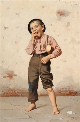 Lot 920 - Giulio del Torre (1856-1932) Italian Young Italian Street Urchin Signed and dated 1894,...