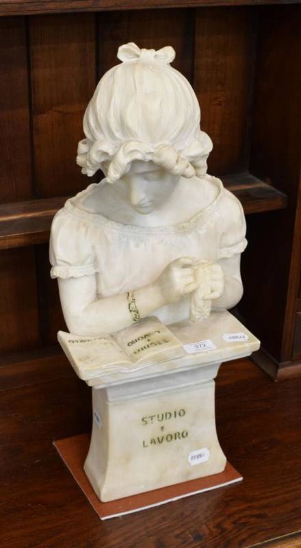 Lot 372 - Libero Gremigni (late 19th/early 20th century): 'Studio E Lavoro', a white marble bust of a...