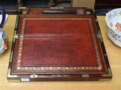 Lot 377 - A mahogany and brass writing slope