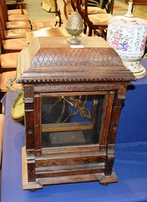 Lot 382 - An oak table clock case with brass mounts