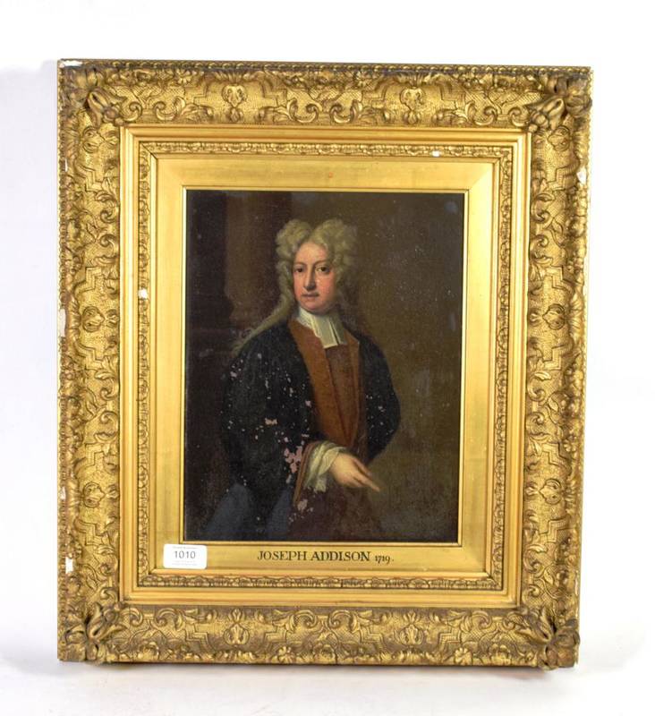 Lot 1010 - British School (18th century) Portrait of Joseph Addison, oil on copper, 31cm by 24.5cm