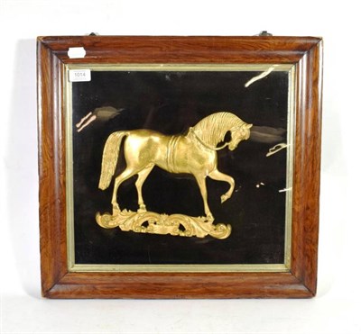 Lot 1014 - Bronze relief of a horse, framed