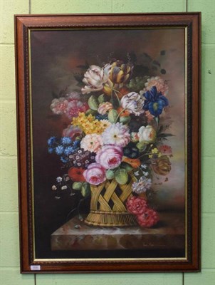 Lot 1020 - Jan Eversen (20th century) Still life of flowers on a ledge, signed, oil on canvas