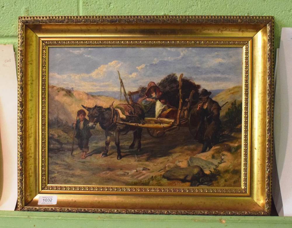 Lot 1032 - After Frederick Goodall RA, The Heathcart, oil on canvas, 28cm by 39cm