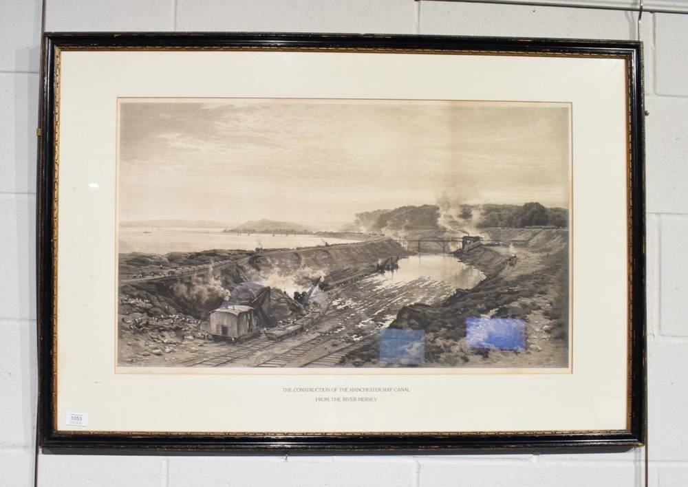Lot 1053 - After B W Leader, The construction of the Manchester ship canal from the River Mersey, signed,...