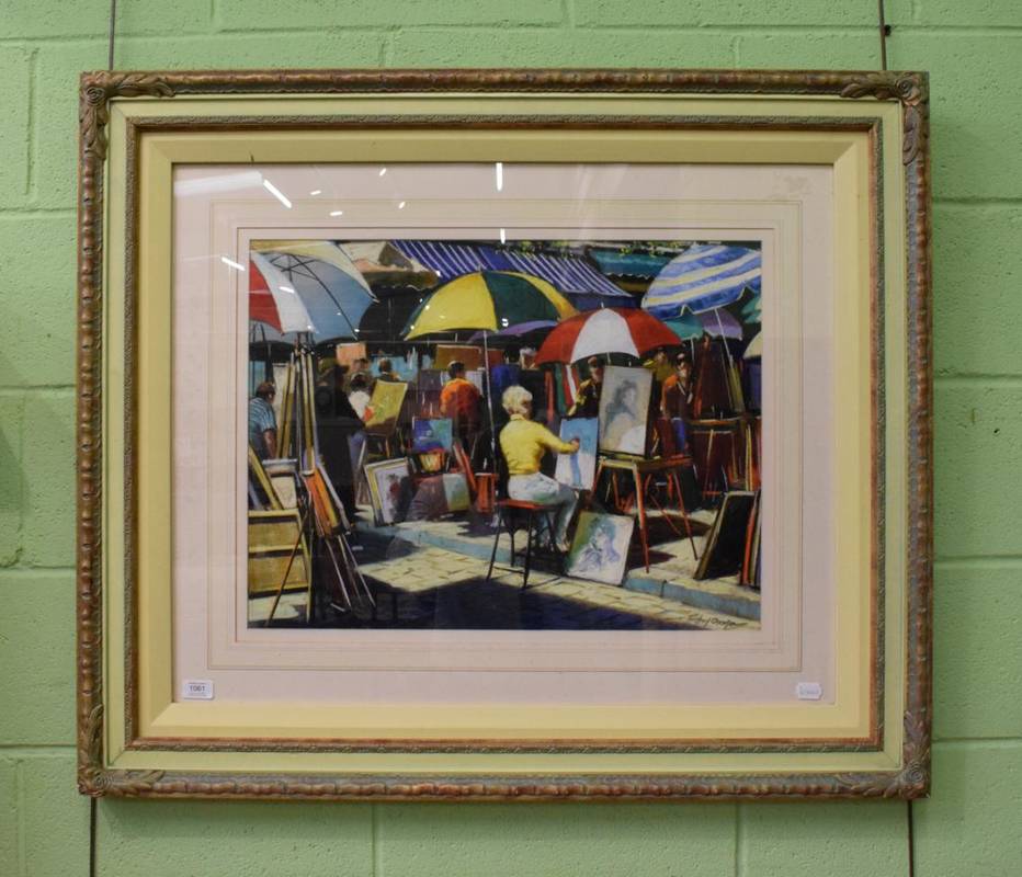 Lot 1061 - E Anthony Orme (20th century) 'Artists as work, Montmartre', signed, pastel