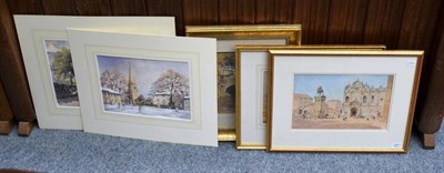 Lot 1067 - R Martin Tomlinson, Piazza St Giovani and Paulo, signed watercolour; together with Brathay...