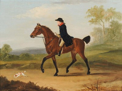 Lot 933 - Francis Sartorius (1734-1804) "A Gentleman on Horseback with a Dog on a Road" Signed and dated...