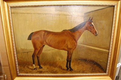 Lot 935 - George Paice (1854-1925) Study of a Horse Standing in a Loose Box Signed and dated 1883, oil on...