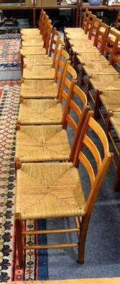 Lot 1133 - Ten pine rope work seated ladder back chairs