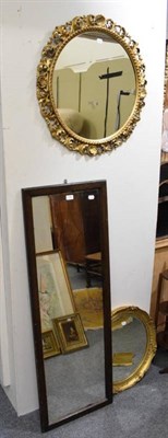 Lot 1160 - Two circular gilt framed mirrors and a mahogany rectangular mirror