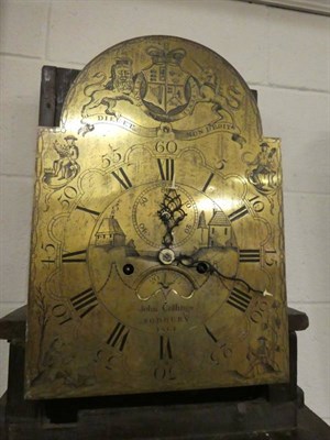 Lot 1167 - ~ A mahogany eight day longcase clock, one piece silvered brass dial with engraved scenes and...