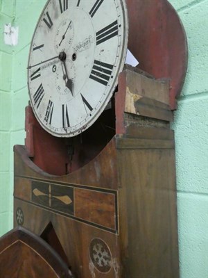 Lot 1208 - ~ A mahogany eight day quarter-striking longcase clock, circular painted dial signed Richard...