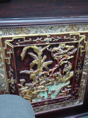 Lot 1215 - An impressive Chinese hardwood and gilt wood opium bed, late 19th/early 20th century, the back...