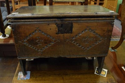 Lot 1229 - A small oak kist, with hinged top and internal compartment