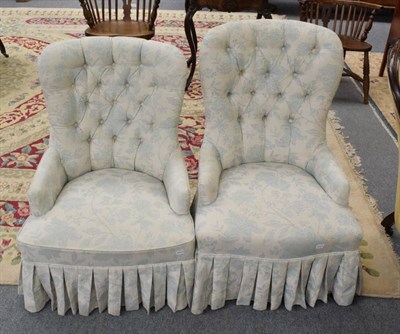 Lot 1253 - Pair of button back upholstered chairs
