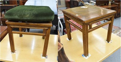 Lot 1269 - A pair of Chinese hardwood square occasional tables, raised on fluted square legs (2)