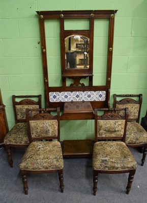 Lot 1290 - A hall stand; and four Edwardian dining chairs