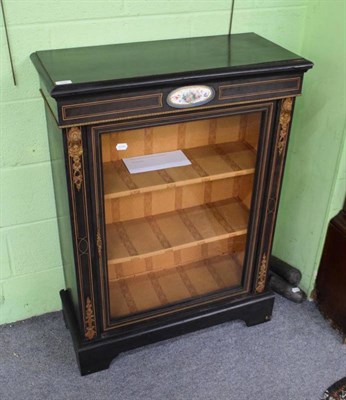 Lot 1297 - Empire style inlaid parcel gilt display cabinet, inset with a painted porcelain panel