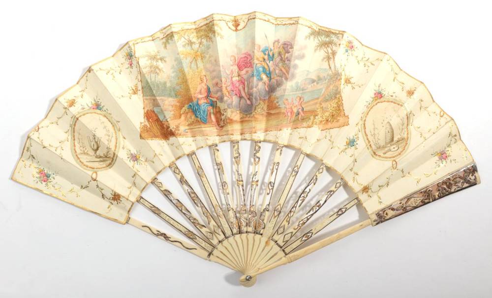 Lot 2003 - The Judgement of Paris: A Late 18th Century Ivory Fan, probably Dutch, the monture pierced and...