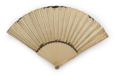Lot 2006 - Jacob: An Early 18th Century Ivory Fan, the vellum leaf mounted à l'anglaise. The biblical...