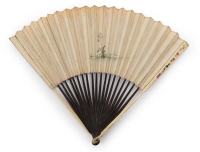 Lot 2007 - The Spinners: An Unusual Early English Printed Fan, hand coloured, the slender monture...