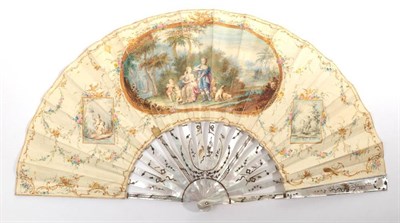 Lot 2009 - A Late 18th Century Mother-of-Pearl Fan, probably Dutch, rather larger than the norm, the...
