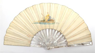 Lot 2009 - A Late 18th Century Mother-of-Pearl Fan, probably Dutch, rather larger than the norm, the...
