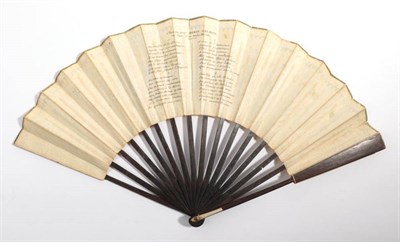 Lot 2020 - Marie Salmon: A French Revolutionary Period Fan, the double paper leaf mounted on darkly...