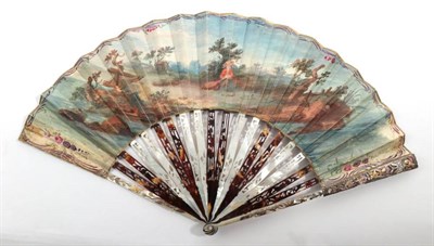 Lot 2030 - A Mid to Third Quarter 18th Century White Mother-of-Pearl and Tortoiseshell Fan, French, the...