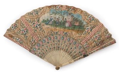 Lot 2032 - The Claude Glass Fan: An 18th Century Fan, with a double paper leaf, mounted on bone sticks,...