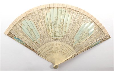 Lot 2035 - Homage to Cupid: A Circa 1790 English Brisé Fan, ivory, carved pierced, gilded in three shades and