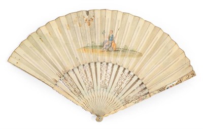 Lot 2037 - A Rare Mid-18th Century Fan, depicting an Allegory of Trade, showing  King George III in regal...