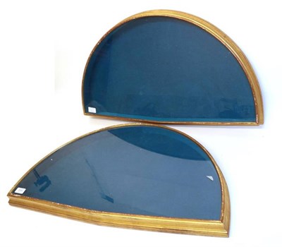 Lot 2043 - A Pair of Glazed Fan Cases lined in dark turquoise velvet, large size, rounded top edge and...
