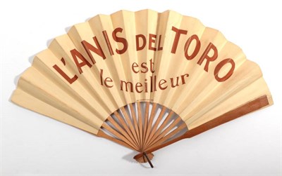 Lot 2070 - An Early 20th Century Paper Fan. with a double paper leaf, bearing a print by Thor, graphic...