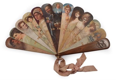 Lot 2076 - Vienna 1907: The Concordia Ball. A Large Wooden Brisé Fan, with very wide sticks (eleven inner and