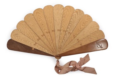 Lot 2076 - Vienna 1907: The Concordia Ball. A Large Wooden Brisé Fan, with very wide sticks (eleven inner and