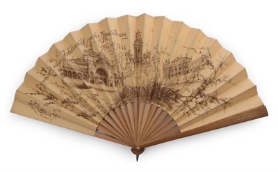 Lot 2079 - The Austrian Royal Family: A Large Printed Fan, dated 1888, Vienna, the monture of plain wood,...