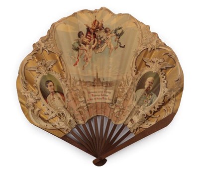 Lot 2080 - Emperor Franz Joseph of Austria: A Late 19th Century Commemorative Fan of Fontange Form, the...