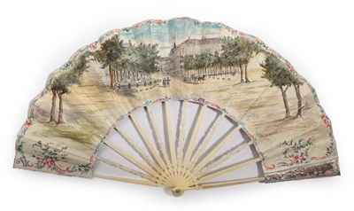 Lot 2085 - LOS 12 MESES DEL ANO: An Ivory Fan mounted with a later leaf, the monture silvered, the gorge...