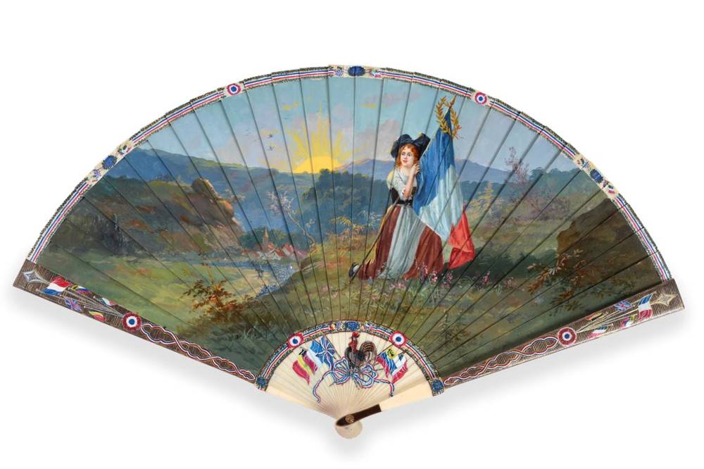 Lot 2086 - The New Beginning: An Ivory Brisé Fan with tortoiseshell thumb guards, painted to mark the end...