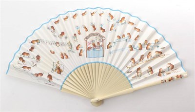 Lot 2088 - The Frizzleton Voles: Two Original Printed Fans by John and Pippa Brooker, fan makers and painters