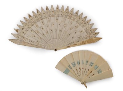 Lot 2106 - An Early 19th Century Brisé Fan, the sticks pointed in the Gothic manner, the guards of...