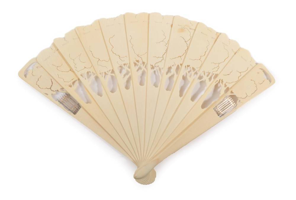 Lot 2108 - A Very Unusual Small Ivory Brisé Fan, carved and pierced with an Art Nouveau design of a...