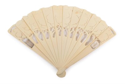 Lot 2108 - A Very Unusual Small Ivory Brisé Fan, carved and pierced with an Art Nouveau design of a...