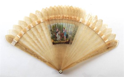 Lot 2113 - A Circa 1830's Four-Way Horn Brisé Fan, the sticks gently pointed, and carved in bands of...