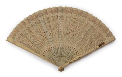 Lot 2114 - A Rare Early 19th Century Ivory Brisé Fan, with hair contained in compartments on each guard....