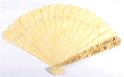 Lot 2120 - A Circa 1880 Ivory Brisé Fan, with sixteen inner sticks and two guards, the upper guard deeply...